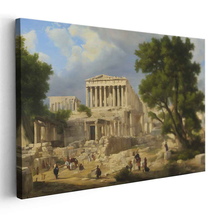 Sacred Grove Sanctuary: Sunlit Temple and Verdant Surroundings