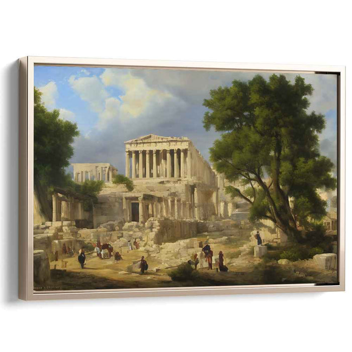 Sacred Grove Sanctuary: Sunlit Temple and Verdant Surroundings