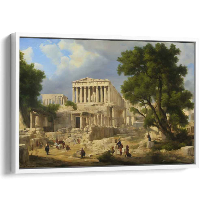 Sacred Grove Sanctuary: Sunlit Temple and Verdant Surroundings