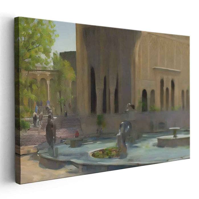 Sandstone Symmetry: Realistic Impression of Middle Eastern Architecture Canvas Art