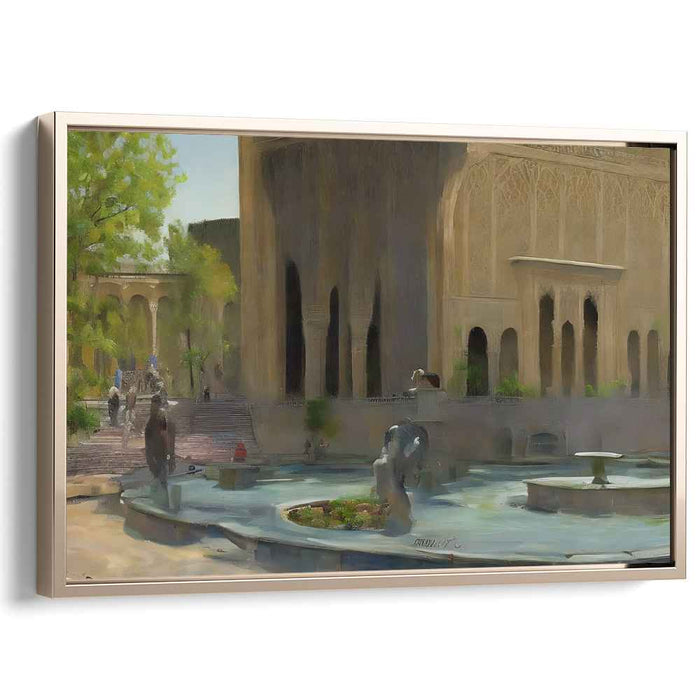 Sandstone Symmetry: Realistic Impression of Middle Eastern Architecture Canvas Art