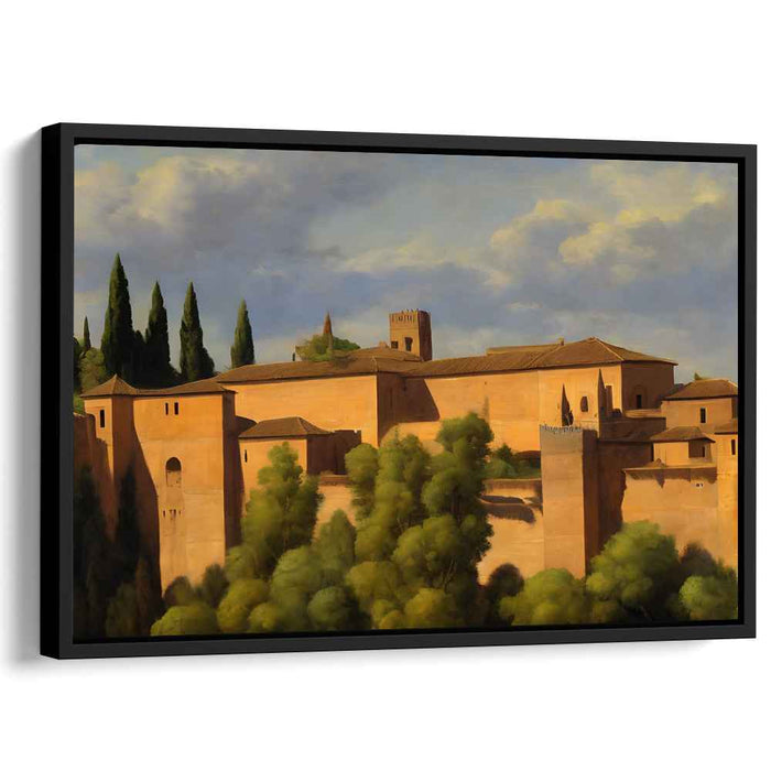 Eternal Echoes of Stone Roses: Romantic Realism in a Timeless Fortress Landscape Canvas Art