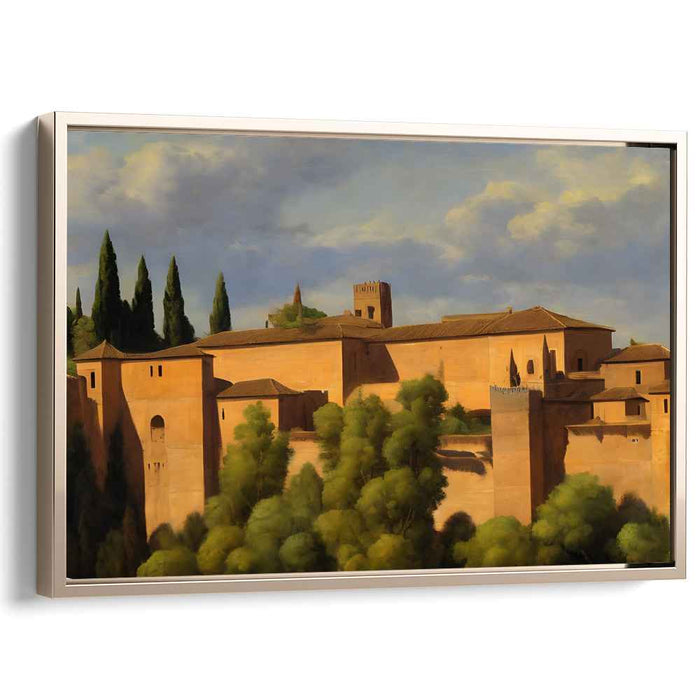 Eternal Echoes of Stone Roses: Romantic Realism in a Timeless Fortress Landscape Canvas Art