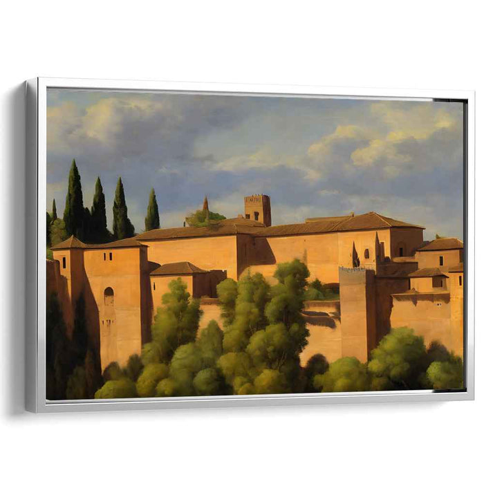 Eternal Echoes of Stone Roses: Romantic Realism in a Timeless Fortress Landscape Canvas Art