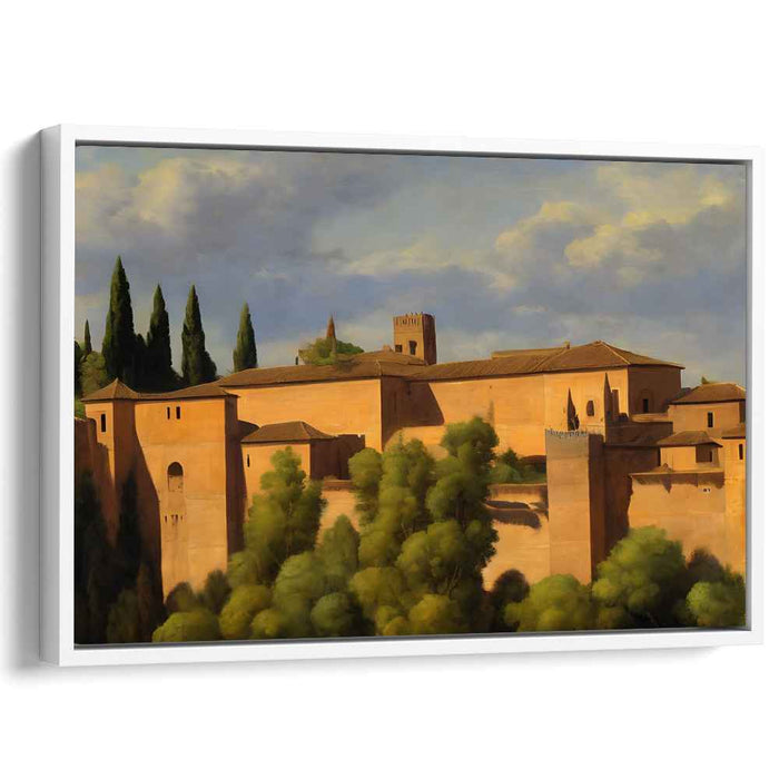 Eternal Echoes of Stone Roses: Romantic Realism in a Timeless Fortress Landscape Canvas Art