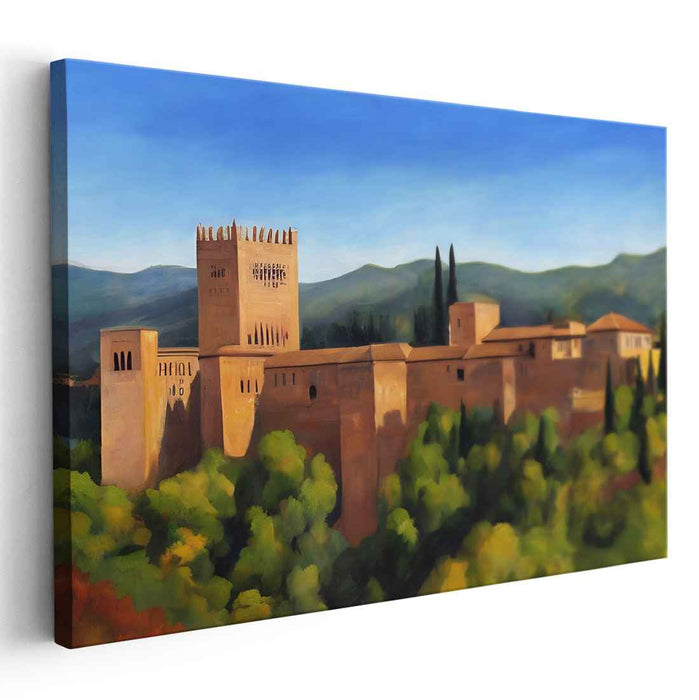 Golden Glow Granada Tapestry: Sunset Splendor in Granada Canvas Art Print