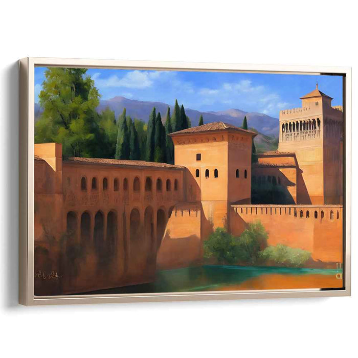 Golden Hour Structures: Sunlit Architectural Splendor Canvas Art Print