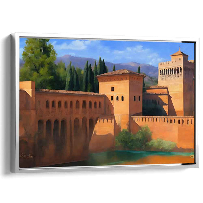Golden Hour Structures: Sunlit Architectural Splendor Canvas Art Print