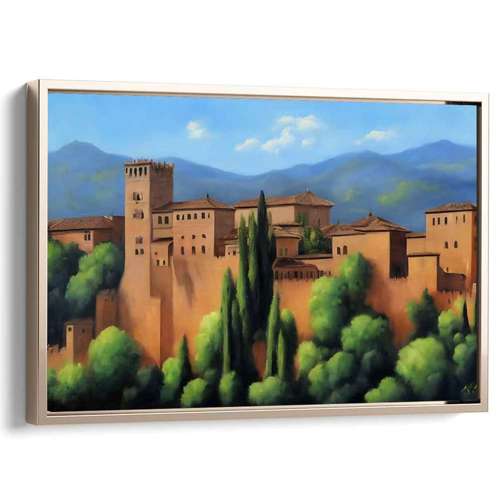 Foliage Fortress Legacy: Historical Fortress Amidst Lush Greenery Canvas Art Print