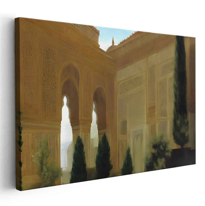 Whispers Of Moorish Splendor: Majestic Courtyard of the Alhambra Canvas Art