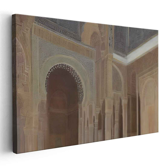 Ornate Tranquility: Realistic Islamic Architectural Interior Canvas Art Print