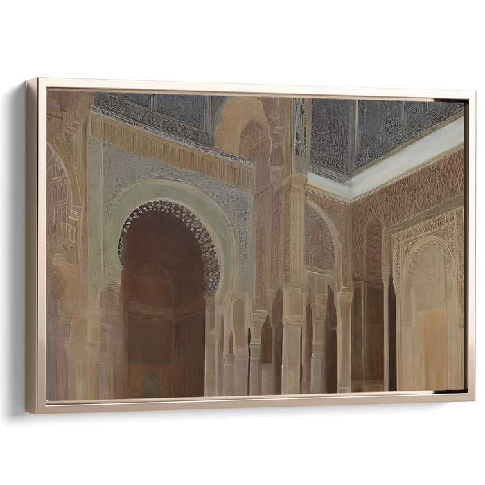 Ornate Tranquility: Realistic Islamic Architectural Interior Canvas Art Print