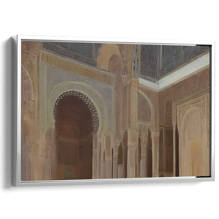 Ornate Tranquility: Realistic Islamic Architectural Interior Canvas Art Print