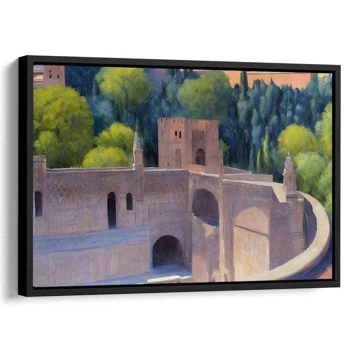 Mossy Citadel Enclave: Ancient Fortress Amidst Verdant Foliage Canvas Art Print