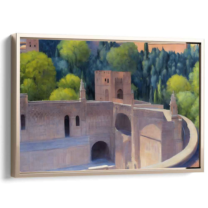 Mossy Citadel Enclave: Ancient Fortress Amidst Verdant Foliage Canvas Art Print