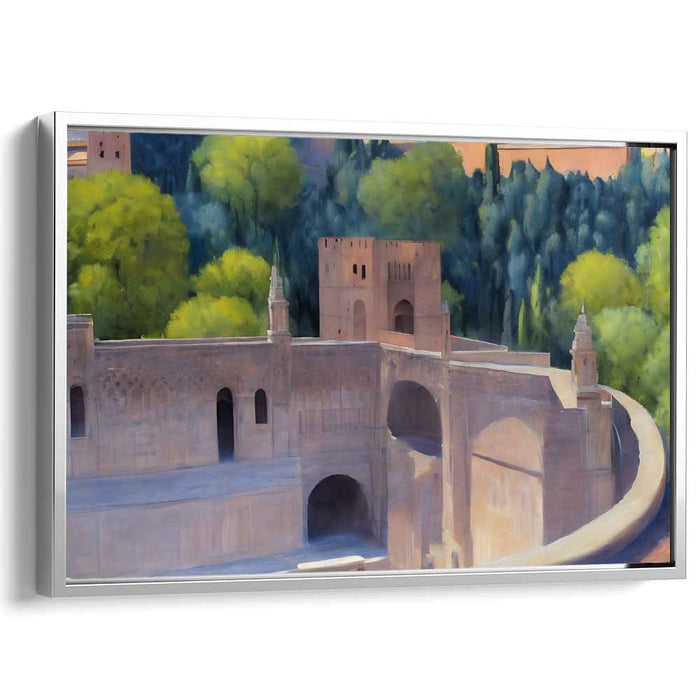 Mossy Citadel Enclave: Ancient Fortress Amidst Verdant Foliage Canvas Art Print