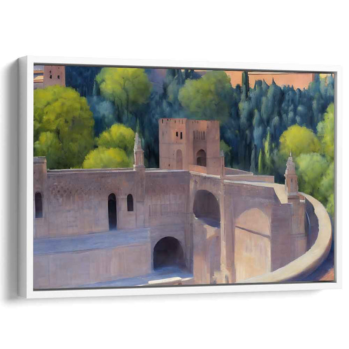 Mossy Citadel Enclave: Ancient Fortress Amidst Verdant Foliage Canvas Art Print