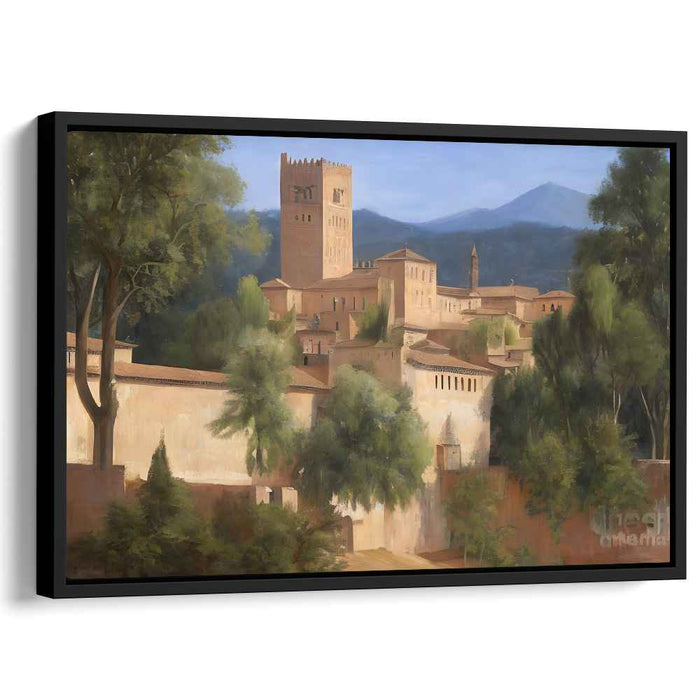 Seaside Citadel View: Mediterranean Fortress Landscape Canvas Art Print