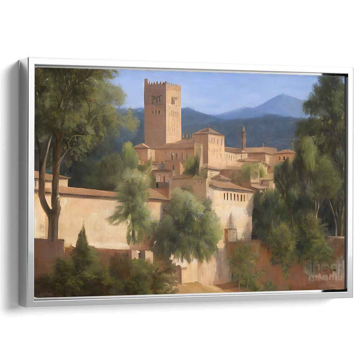 Seaside Citadel View: Mediterranean Fortress Landscape Canvas Art Print