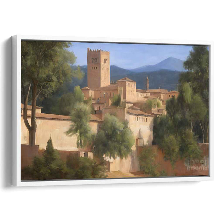 Seaside Citadel View: Mediterranean Fortress Landscape Canvas Art Print