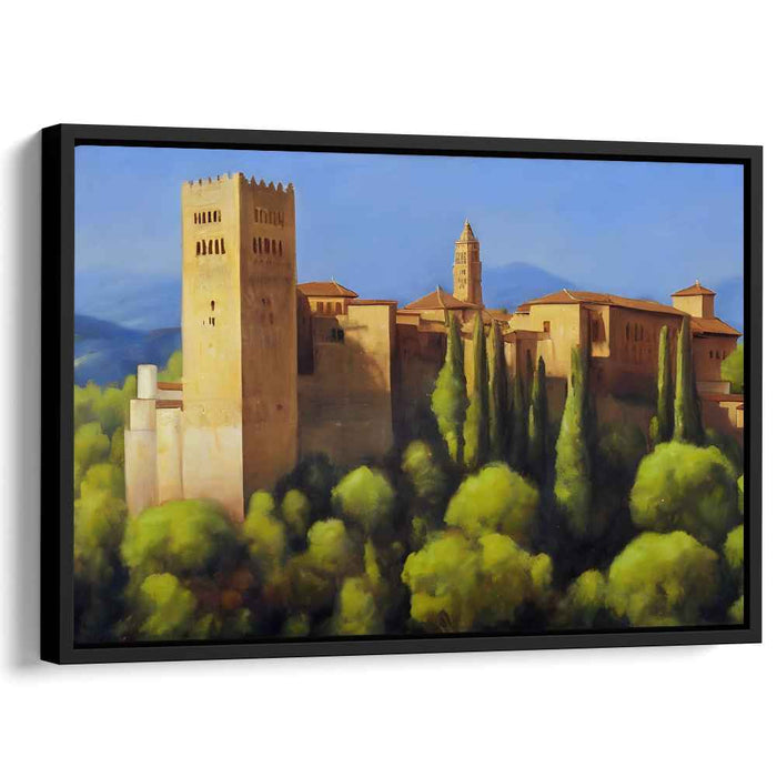 Timeless Citadel Haven: Renaissance-Inspired Historical Fortress Amidst Verdant Landscape Canvas Art