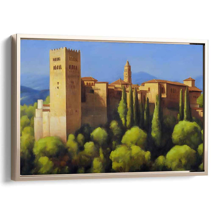 Timeless Citadel Haven: Renaissance-Inspired Historical Fortress Amidst Verdant Landscape Canvas Art