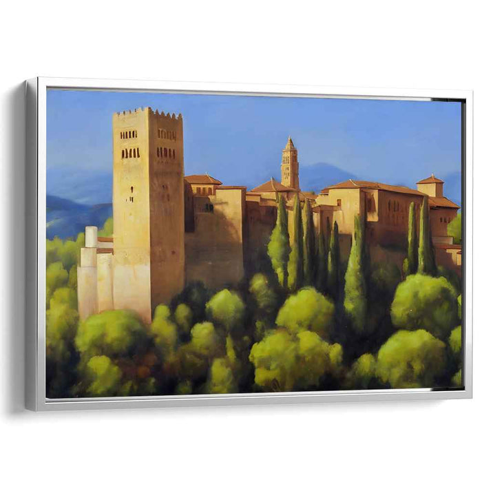 Timeless Citadel Haven: Renaissance-Inspired Historical Fortress Amidst Verdant Landscape Canvas Art