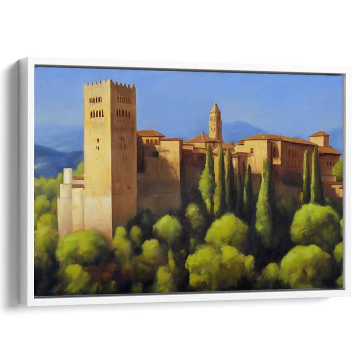 Timeless Citadel Haven: Renaissance-Inspired Historical Fortress Amidst Verdant Landscape Canvas Art