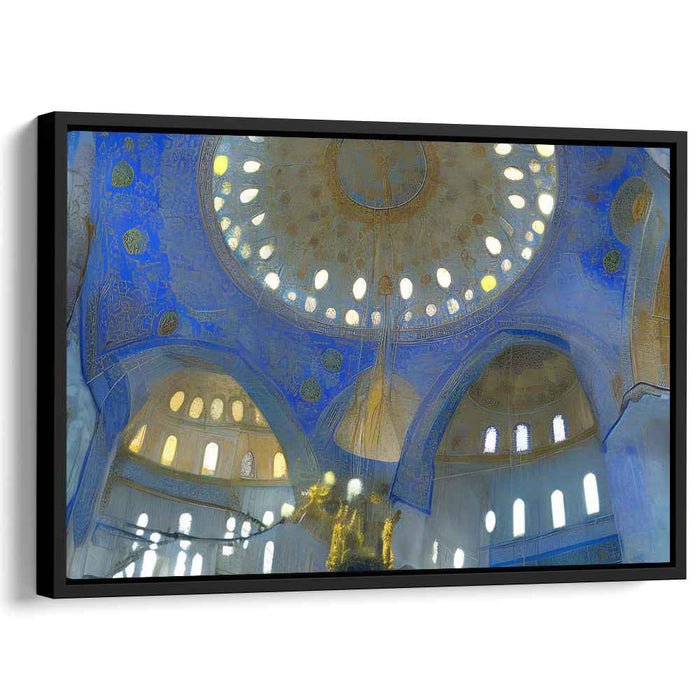 Majestic Dome: Intricate Blue and Gold Architectural Interior Canvas Art Print