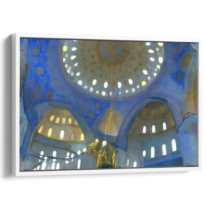 Majestic Dome: Intricate Blue and Gold Architectural Interior Canvas Art Print