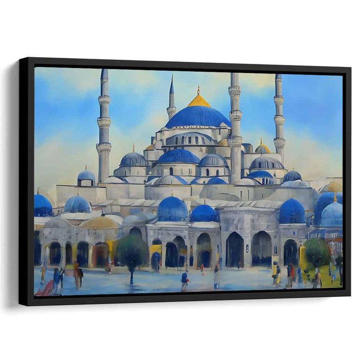 Echoes of Ottoman Grandeur: Blue Mosque Architectural Marvel Canvas Art Print