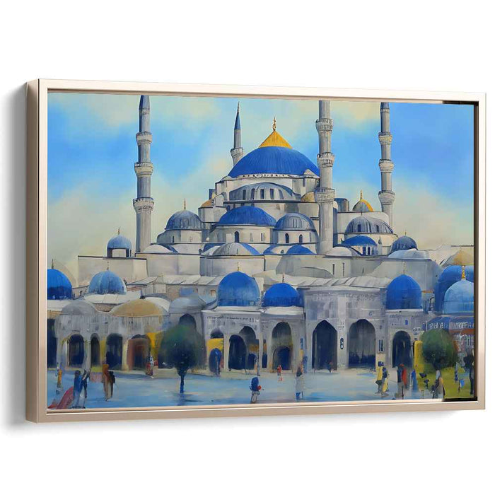 Echoes of Ottoman Grandeur: Blue Mosque Architectural Marvel Canvas Art Print