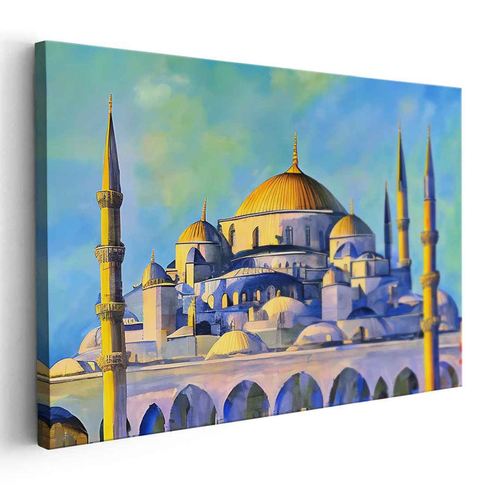 Skyward Symmetry: Blue Mosque Canvas Art Print