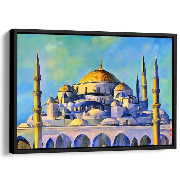 Skyward Symmetry: Blue Mosque Canvas Art Print