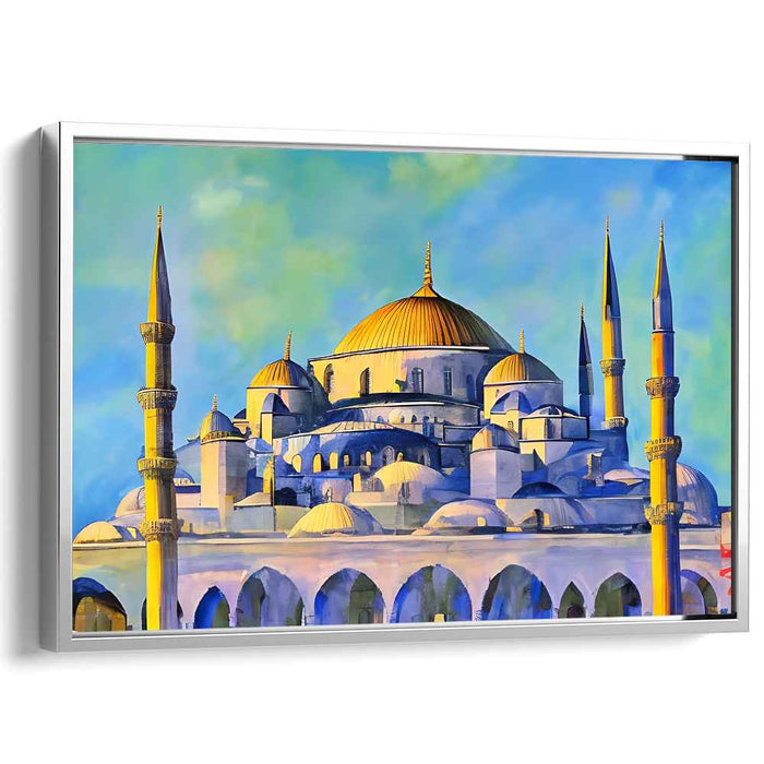 Skyward Symmetry: Blue Mosque Canvas Art Print