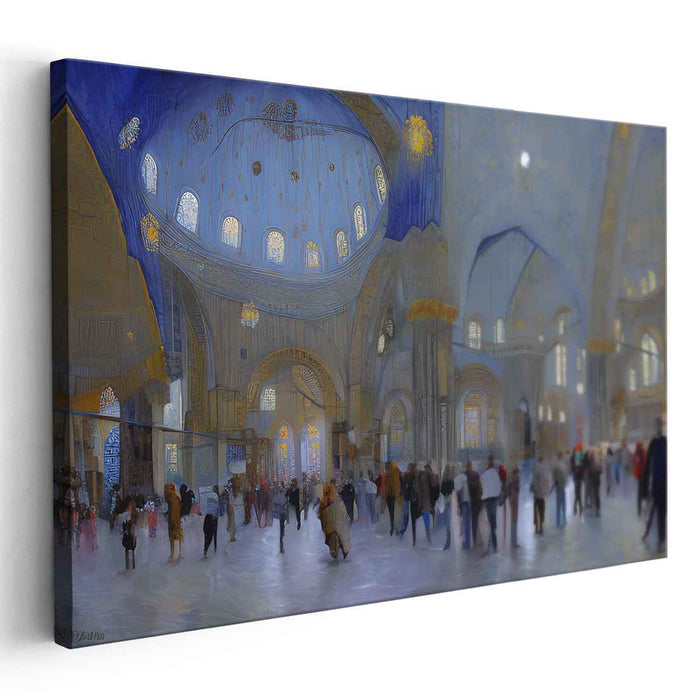 Whispers of Stained Glass: Impressionistic Cathedral Interior Canvas Art Print