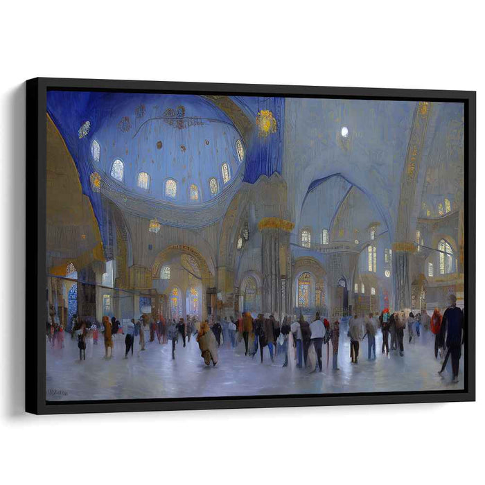 Whispers of Stained Glass: Impressionistic Cathedral Interior Canvas Art Print