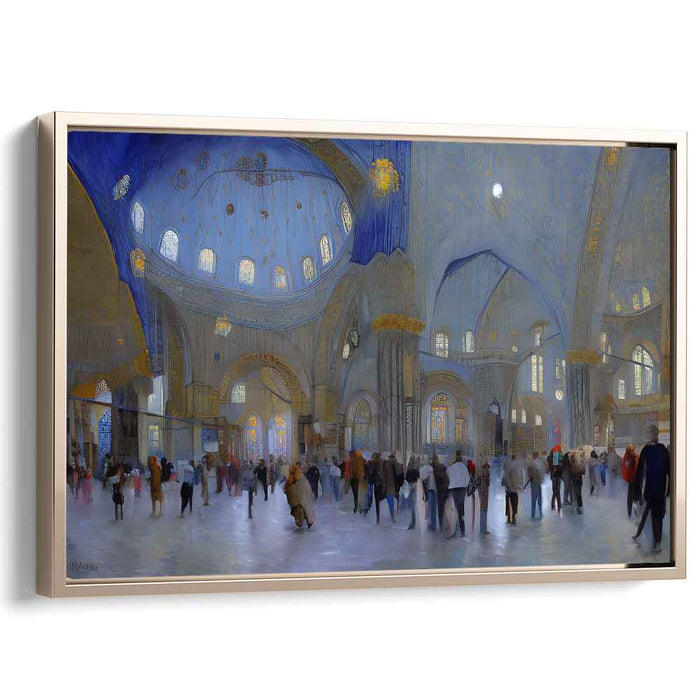 Whispers of Stained Glass: Impressionistic Cathedral Interior Canvas Art Print