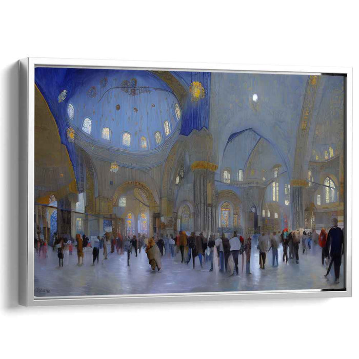 Whispers of Stained Glass: Impressionistic Cathedral Interior Canvas Art Print