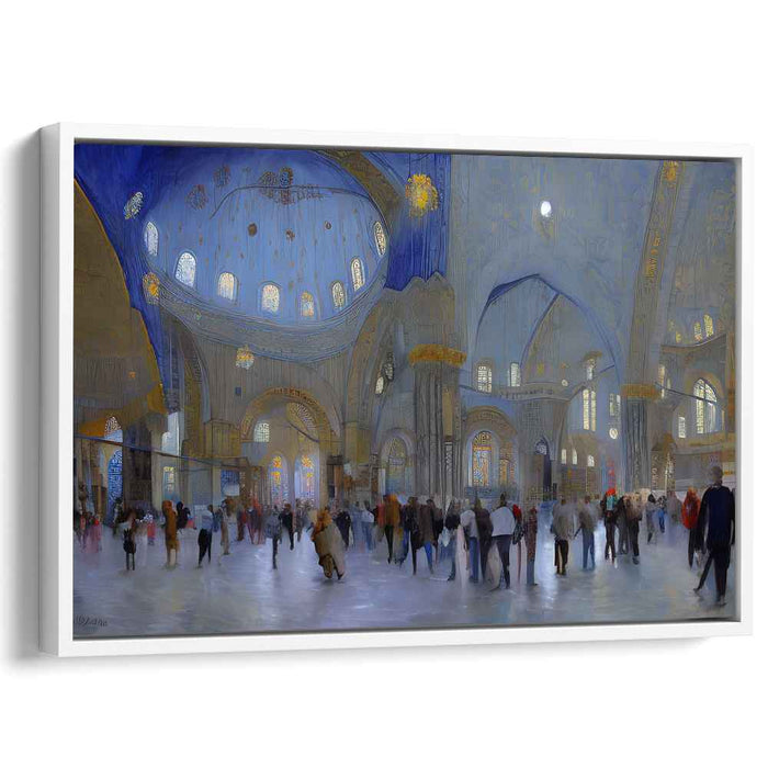 Whispers of Stained Glass: Impressionistic Cathedral Interior Canvas Art Print