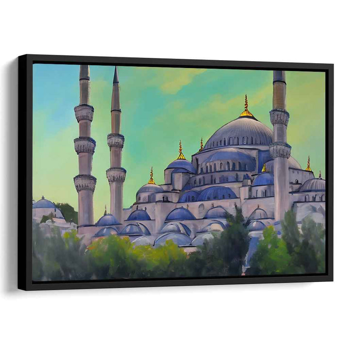 Silent Prayers Before Dawn: Blue Mosque at Dawn Canvas Art Print