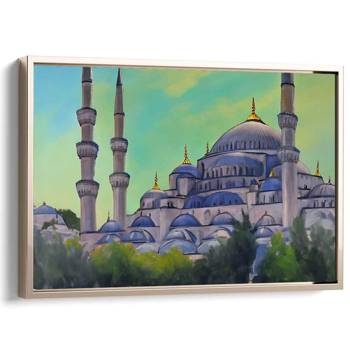 Silent Prayers Before Dawn: Blue Mosque at Dawn Canvas Art Print