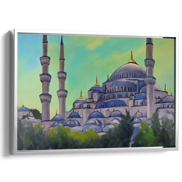 Silent Prayers Before Dawn: Blue Mosque at Dawn Canvas Art Print