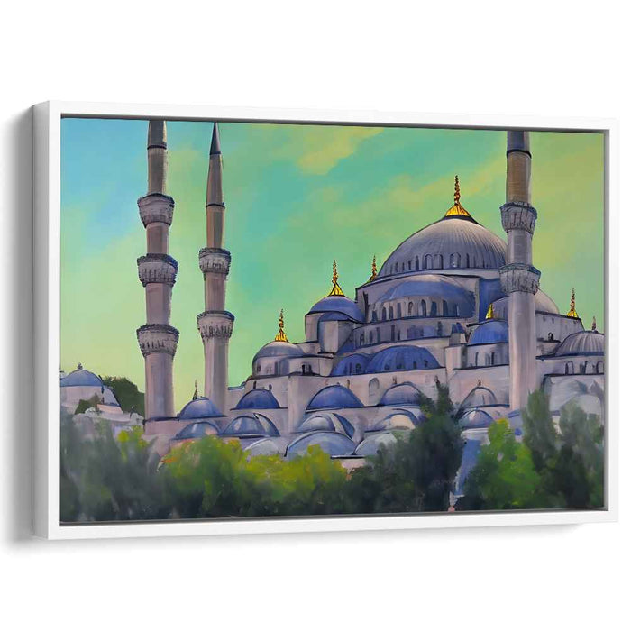 Silent Prayers Before Dawn: Blue Mosque at Dawn Canvas Art Print