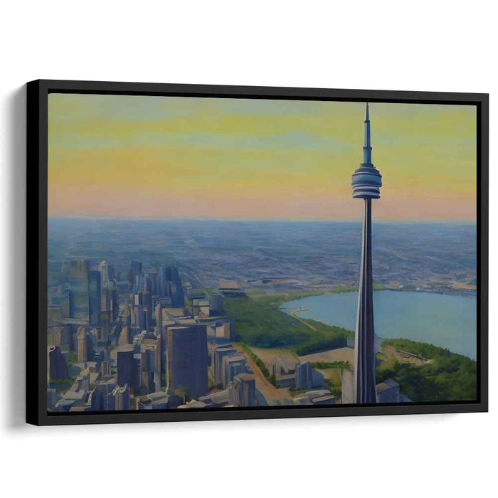 Skyline Sentinel: Modern Cityscape with Iconic Tower Canvas Art Print