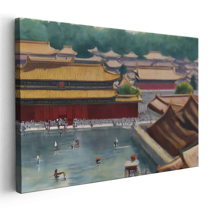Imperial Opulence: The Forbidden City in Golden Splendor Canvas Art Print