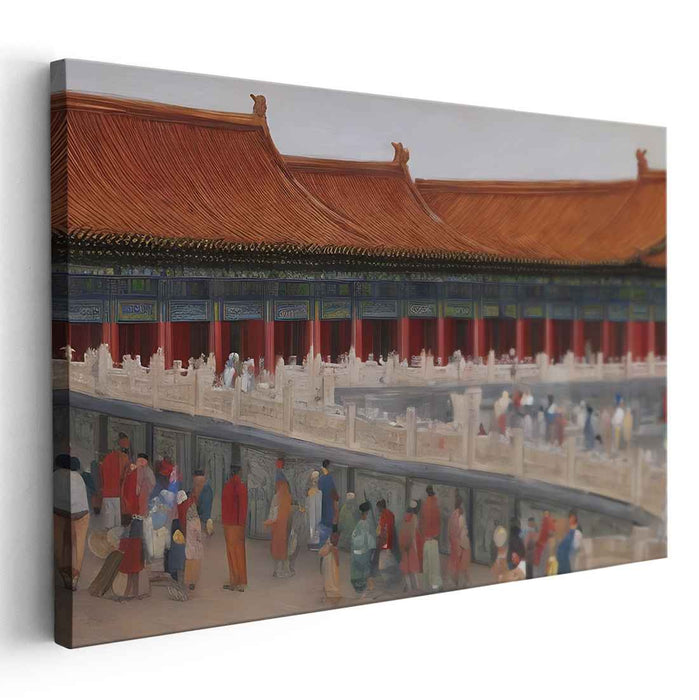 Imperial Memories: Traditional Chinese Palace Scene Canvas Art Print