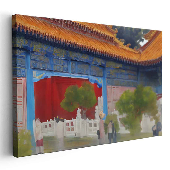 Dragon's Gate Sanctuary: Traditional Chinese Temple Canvas Art Print