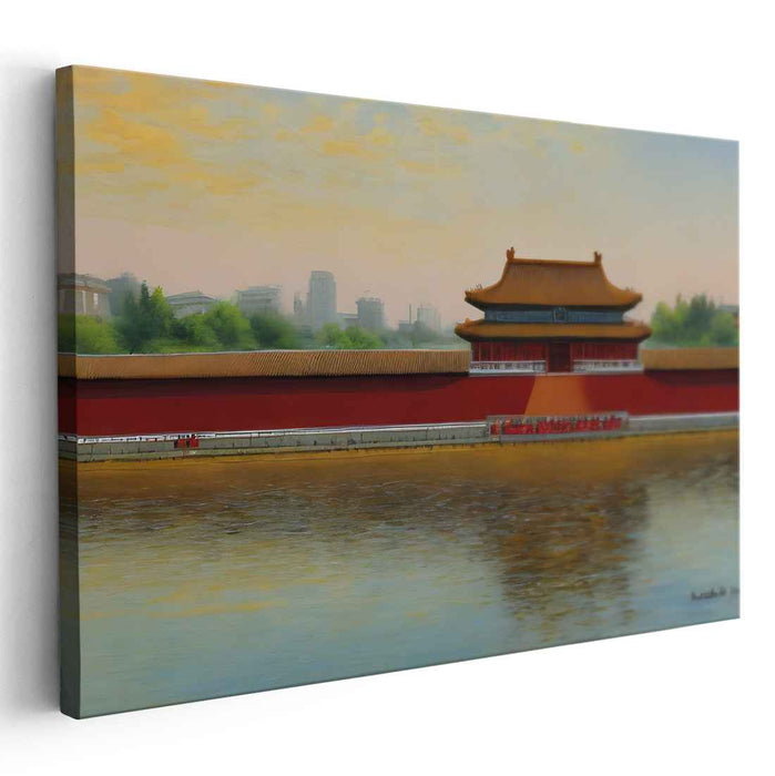 Imperial Twilight Reverie: Forbidden City at Dawn Canvas Art Print