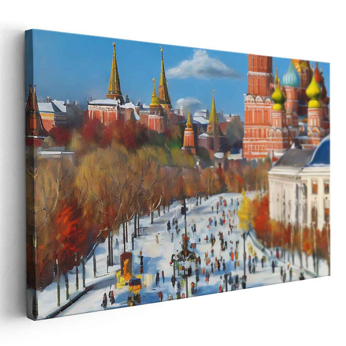 Autumn Stroll in Historic Cityscape: Vibrant Architectural Marvel